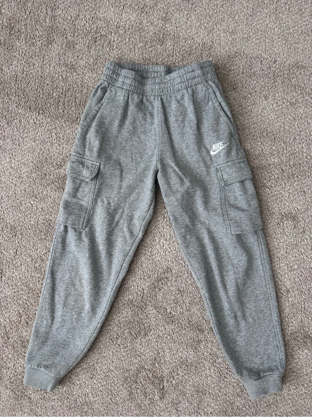 Nike Grey Kids Cargo Joggers with White Logo